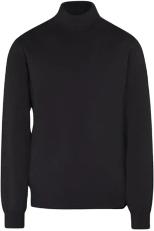MOORER Strik, Herre, Sort, L, Cashmere, Fin Cashmere Silke Turtleneck Sweater