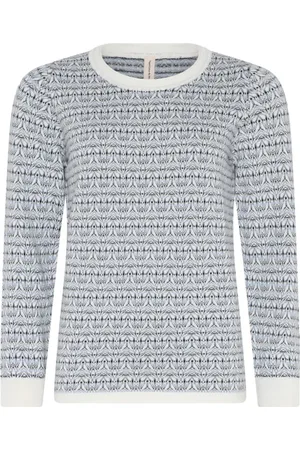 Skovhuus Top, Dame, Hvid, M, Bomuld, Jaquard O-Neck Pullover Bluse