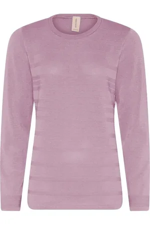 Skovhuus Strik, Dame, Lyserød, S, Bomuld, Struktureret O-Neck Pullover Bluse
