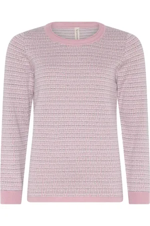 Skovhuus Strik, Dame, Lyserød, XL, Bomuld, Jaquard O-Neck Pullover Bluse