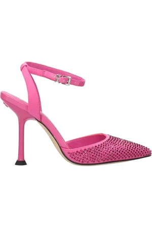 Michael Kors Sko, Dame, Lyserød, 38 1/2 EU, Satin, Imani Satin Slingbacks med Rhinestones