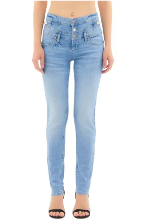Liu Jo Jeans, Dame, Blå, W26, Uld, Højtaljede skinny jeans med stilfulde detaljer