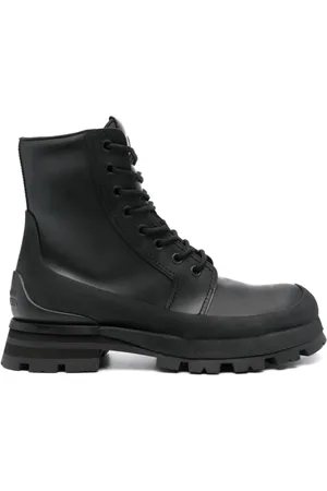 Alexander McQueen Sko, Herre, Sort, 40 EU, Uld, Sorte Snørestøvler med Flared Gummisål