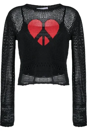 Moschino Strik, Dame, Sort, S, Uld, Stilfuld Sweater
