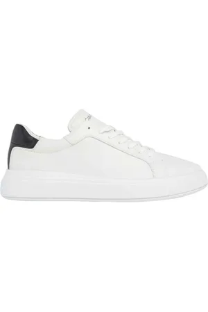 Calvin Klein Sko, Herre, Hvid, 43 EU, Læder, Hvide afslappede lædersneakers til mænd