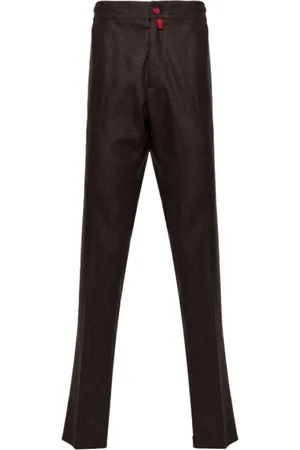 Kiton Bukser, Herre, Brun, W32, Uld, Logo Patch Straight-Leg Bukser