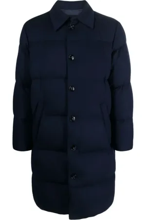 Kiton Jakke, Herre, Blå, XL, Cashmere, Indigo Blå Polstret Cashmere Frakke