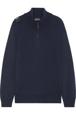 MA.STRUM Strik, Herre, Blå, M, Uld, Quarter Zip Strik i Ink Navy