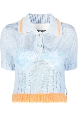 Andersson Bell Bluser & Skjorter, Dame, Blå, XS, Bomuld, Klisk Krave Korte Sweaters