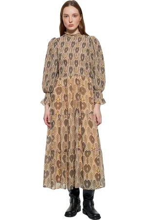 Antik Batik Kjole, Dame, Flerfarvet, M, Uld, Maxi Maxi Kjole