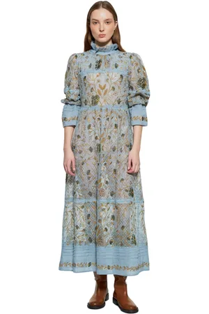 Antik Batik Kjole, Dame, Blå, M, Bomuld, Maxi Maxi Kjole