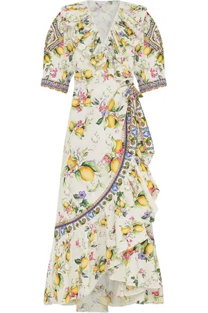 Camilla Kjole, Dame, Gul, M, Bomuld, Maxi Maxi Kjole