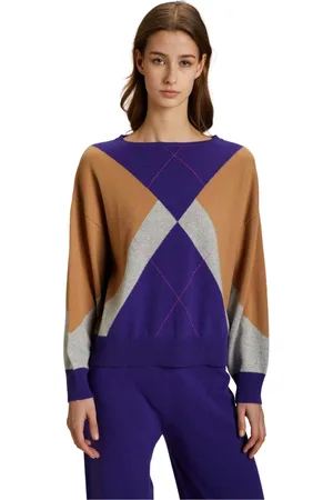 KANGRA CASHMERE Strik, Dame, Lilla, S, Uld, Lilla Trøje med Bådhals og 4-Farvet Kryds