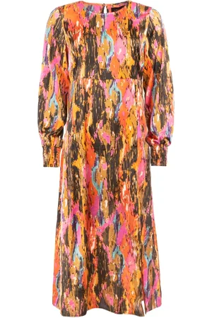 Liberté Kjole, Dame, Flerfarvet, 2XL, Polyester, Holly LS Kjole - Pink Brun