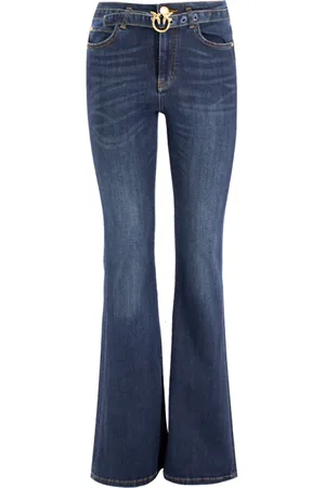 Pinko Jeans, Dame, Blå, W32, Denim, Mørk Vask Flare Fit Jeans