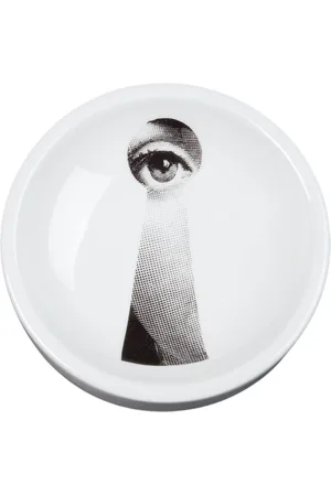FORNASETTI Home, unisex, Hvid, ONE SIZE, Rund Porcelæn Askebæger med Lina Cavalieris Ansigt