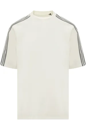 Y-3 Top, Herre, , XS, Bomuld, Kortærmet T-shirt med Rund Hals og 3S Logo Bånd