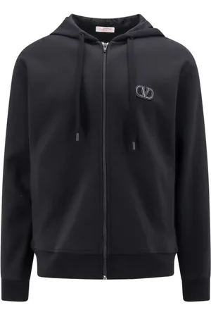 VALENTINO Sweathshirts & Hoodies, Herre, Sort, M, Bomuld, Sort hættetrøje med lynlås
