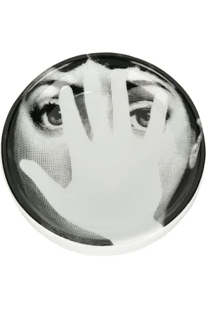 FORNASETTI Home, unisex, Hvid, ONE SIZE, Rund Porcelæn Askebæger med Lina Cavalieri Ansigt