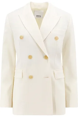 ERIKA CAVALLINI Jakke, Dame, Hvid, M, Uld, Dobbeltbrystet uldblazer
