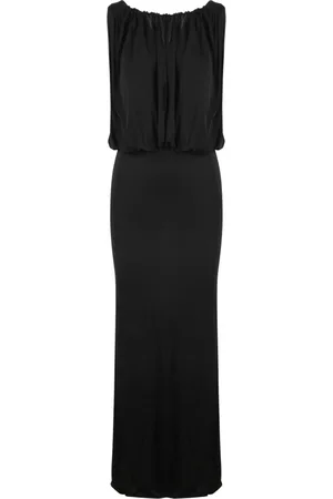 Saint Laurent Kjole, Dame, Sort, S, Luksuriøs draperet jerseykjole