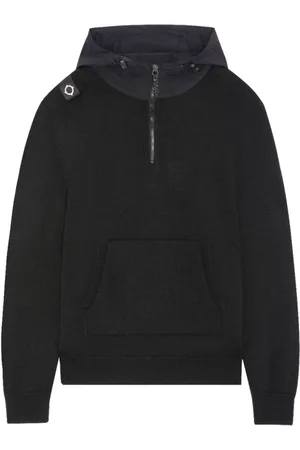 MA.STRUM Sweathshirts & Hoodies, Herre, Sort, L, Uld, Hættetrøje med kvart lynlås til efterår/vinter