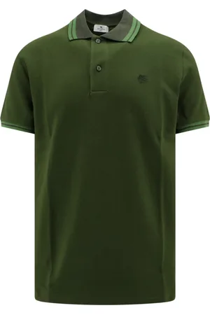 Etro Top, Herre, Grøn, L, Bomuld, Pegaso Broderet Polo Shirt