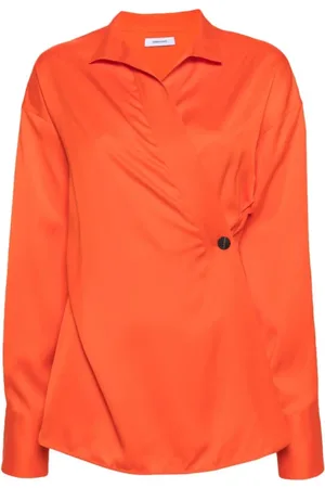Salvatore Ferragamo Bluser & Skjorter, Dame, , XS, Uld, Mandarin Wrap Top