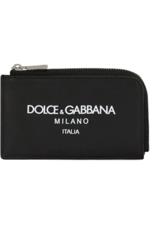 Dolce & Gabbana Tilbehør, Herre, Sort, ONE SIZE, Uld, Logo-Print Lynlås Pung