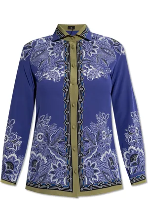 Etro Bluser & Skjorter, Dame, Blå, S, Silkeskjorte med print