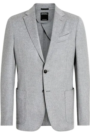 Ermenegildo Zegna Jakke, Herre, Grå, XL, Cashmere, Cashmere Jakke med Knaplukning