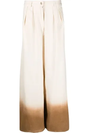 Alanui Jeans, Dame, Hvid, W28, Bomuld, Hvid Højtaljede Wide Leg Jeans