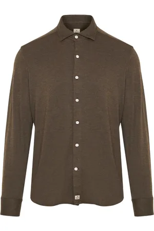 SONRISA Skjorte, Herre, Brun, 4XL, Bomuld, Italiensk Cotton/Lyocell Skjorte