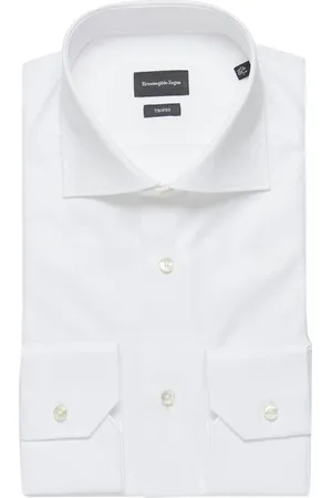 Ermenegildo Zegna Skjorte, Herre, Hvid, 4XL, Bomuld, Klassisk `Trofeo` bomuldsskjorte