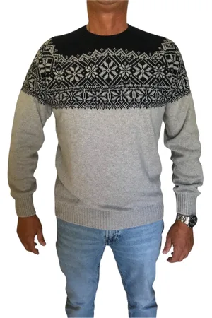 Gran Sasso Strik, Herre, Grå, 2XL, Uld, Norsk Design Sweaters