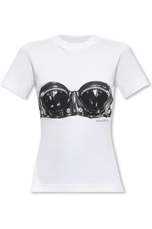 Alexander McQueen Top, Dame, Hvid, XS, Bomuld, Trykt T-shirt