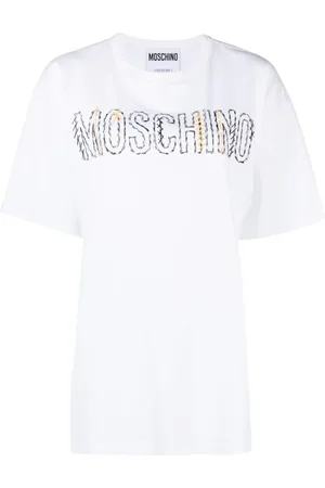Moschino Top, Dame, Hvid, S, Bomuld, Kvinders Creweck T-Shirt