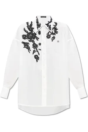 Dolce & Gabbana Skjorte, Dame, Hvid, XS, Bomuld, Skjorte med blonder