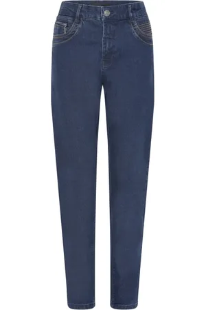 C.ro Jeans, Dame, Blå, 4XL, Bomuld, Suzanne Bukser med Lynlås Detalje
