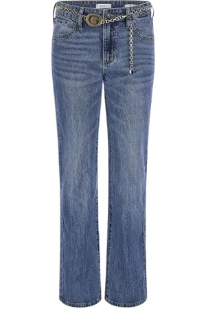 Guess Jeans, Dame, Blå, W27, Bomuld, Klassiske Straight Leg Mid-Rise Jeans