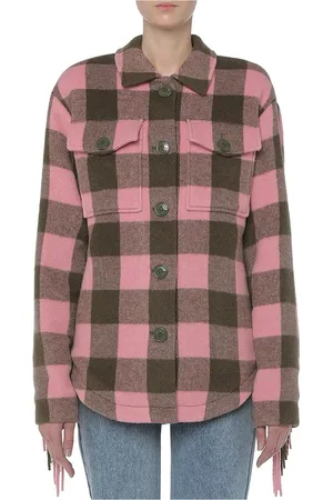 Moschino Jakke, Dame, Lyserød, 2XS, Uld, Ternet Franset Uldjakke
