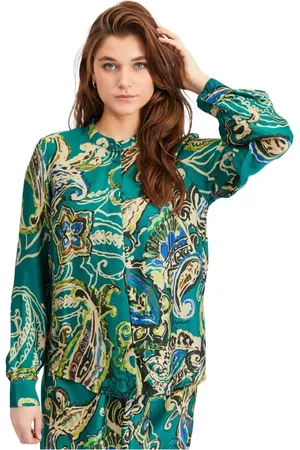 Elton Bluser & Skjorter, Dame, Grøn, 4XL, Uld, Gabie Emerald Paisley Bluse