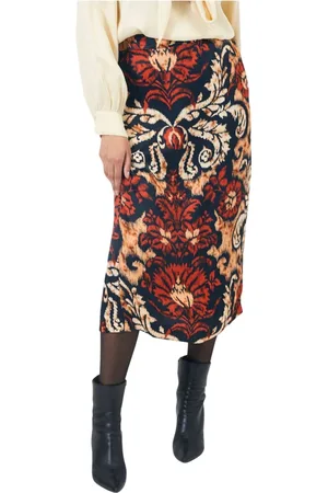 Elton Nederdel, Dame, Flerfarvet, 2XL, Uld, Sort Formet Top