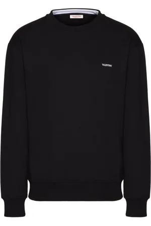 VALENTINO Sweathshirts & Hoodies, Herre, Sort, XL, Bomuld, Sort Logo-Print Sweater