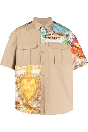 Moschino Skjorte, Herre, Flerfarvet, L, Bomuld, Beige Multifarvet Bomuldsblandingsskjorte