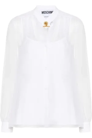 Moschino Bluser & Skjorter, Dame, Hvid, M, Uld, Hvid Silke Gennemsigtig Top