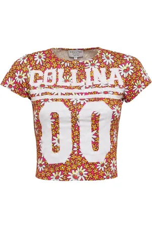 Collina Strada Top, Dame, Lyserød, S, Bomuld, Blomstret Crew Neck T-Shirt