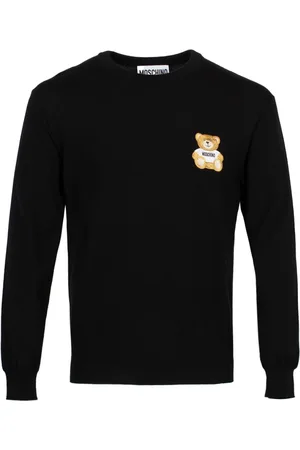 Moschino Strik, Herre, Sort, XL, Bomuld, Sort Teddy Bear Jumper