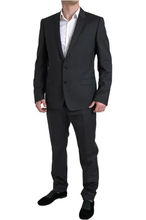 Dolce & Gabbana Jakkesæt, Herre, Sort, 2XL, Uld, Slim Fit Sort 2-delt Jakkesæt
