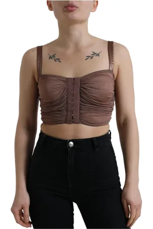 Dolce & Gabbana Top, Dame, Brun, XS, Bomuld, Brun Ærmeløs Cropped Top
